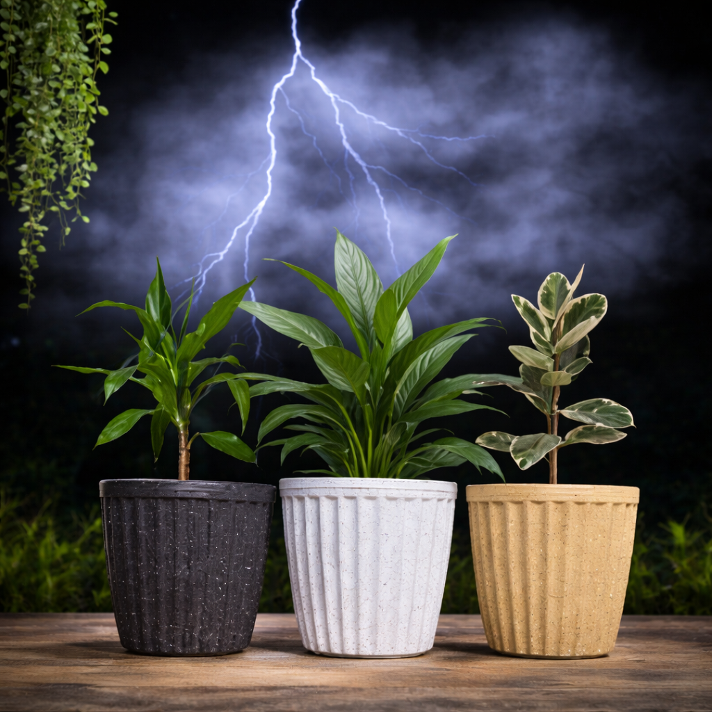 straight line round plastic garden pots